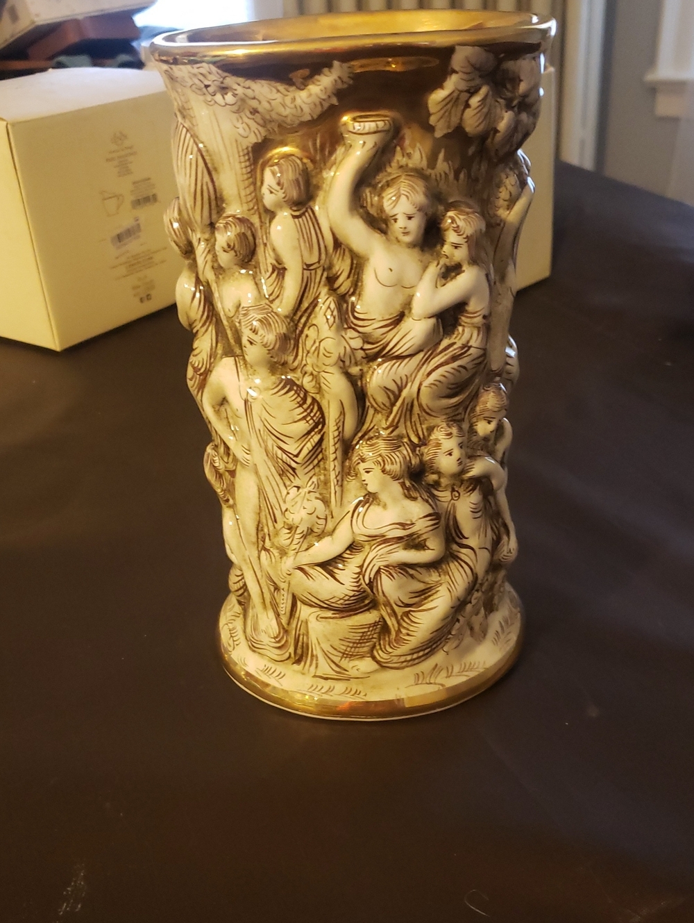 Capodimonte Cream And Gold Vase